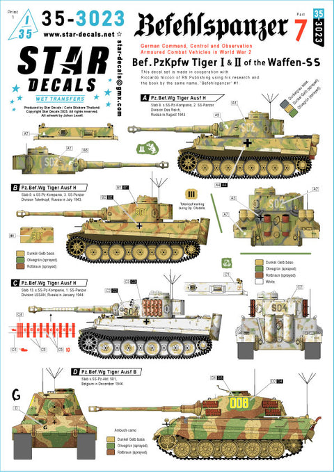 Star Decals 35-3023 1/35 Befehlspanzer # 7.Bef-PzKpfw Tiger I and Tiger II of the Waffen-SS.