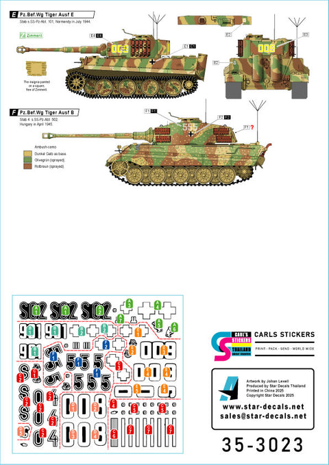 Star Decals 35-3023 1/35 Befehlspanzer # 7.Bef-PzKpfw Tiger I and Tiger II of the Waffen-SS.