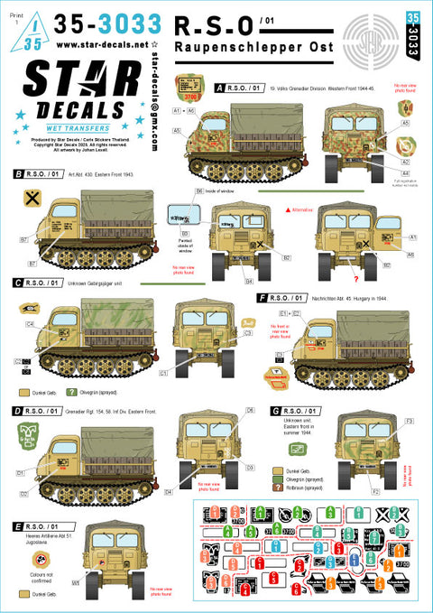 スターデカール 35-3033 1/35 R.S.O. / 01. シュタイヤー東部戦線用履帯式牽引車.
