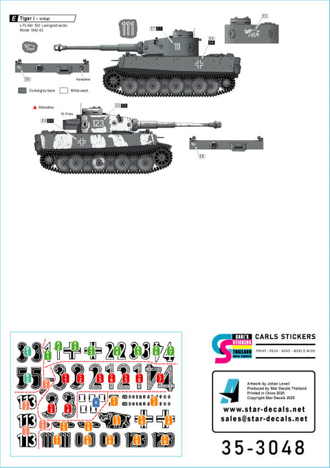 Star Decals 35-3048 1/35 Tiger I s.Pz.Abt. 502 # 1. Initial and early production Tigers 1942-43.