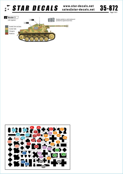 スターデカール 35-872 1/35 Sdkfz 132 マーダーII 東部戦線