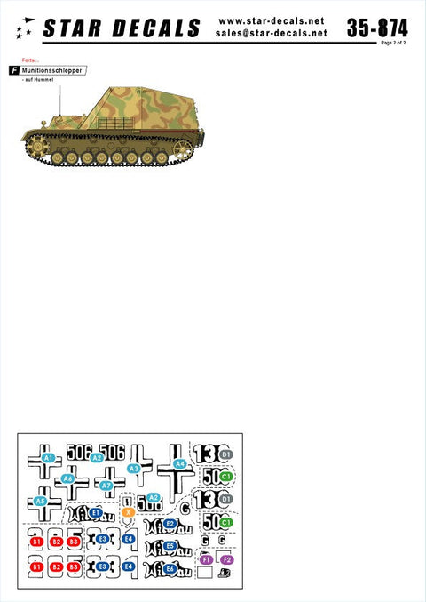 スターデカール 35-874 1/35 ジャーマンタンクス イン ハンガリー 1945 #2 T-35-85, タイガーII, III号突撃砲G型,フンメル,ヴェスペ