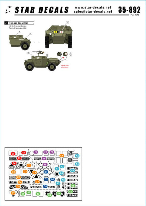 スターデカール 35-892 1/35 第7機甲師団 「砂漠のネズミ」 イン 北西ヨーロッパ クロムウェル,ハンバーSC,スタッグハウンド, ファイアフライ