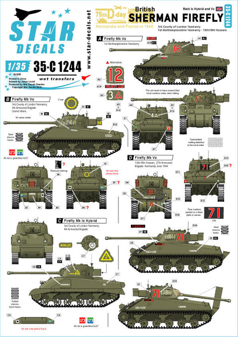 スターデカール 35-C1244 1/35 WWII イギリス陸軍シャーマンファイアフライ D-ディ75周年スペシャル ファイアフライMkICハイブリット/MkVC