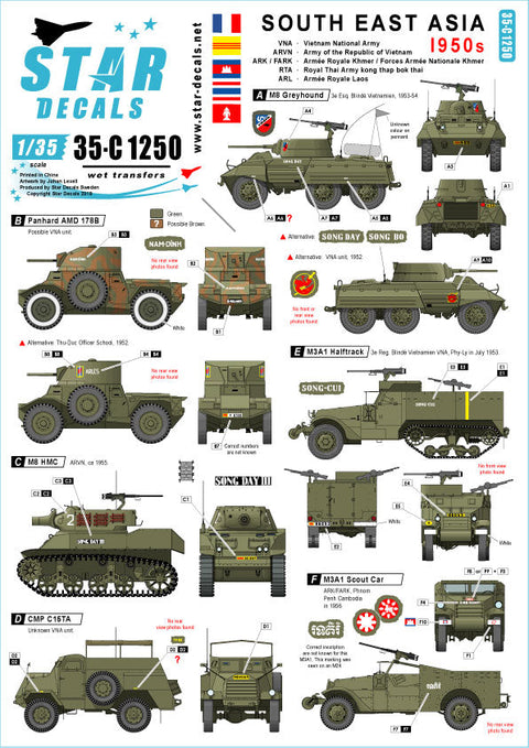 スターデカール 35-C1250 1/35 東南アジア 1950年代 WWII以降のインドシナAFV集 仏/ベトナム他