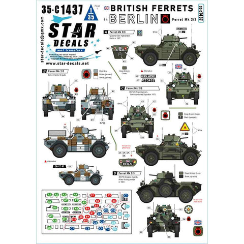 スターデカール 35-C1437 1/35 ベルリンのイギリス軍フェレット装甲車 ベルリン旅団のフェレットMk 2/3