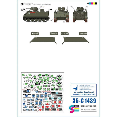 スターデカール 35-C1439 1/35 ベトナムにおける米軍M113 #1 M113A1ACAV 第17騎兵隊B・E・F・H中隊