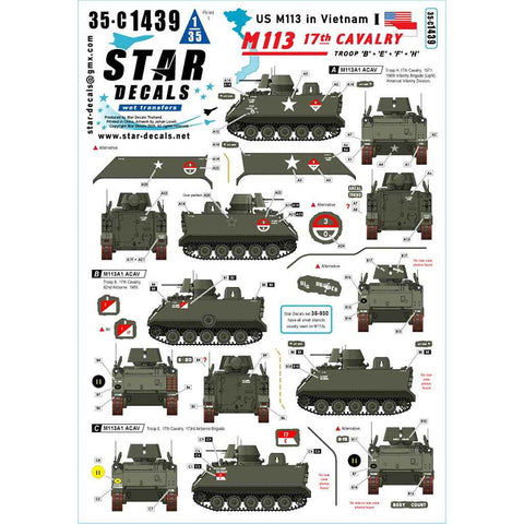 スターデカール 35-C1439 1/35 ベトナムにおける米軍M113 #1 M113A1ACAV 第17騎兵隊B・E・F・H中隊