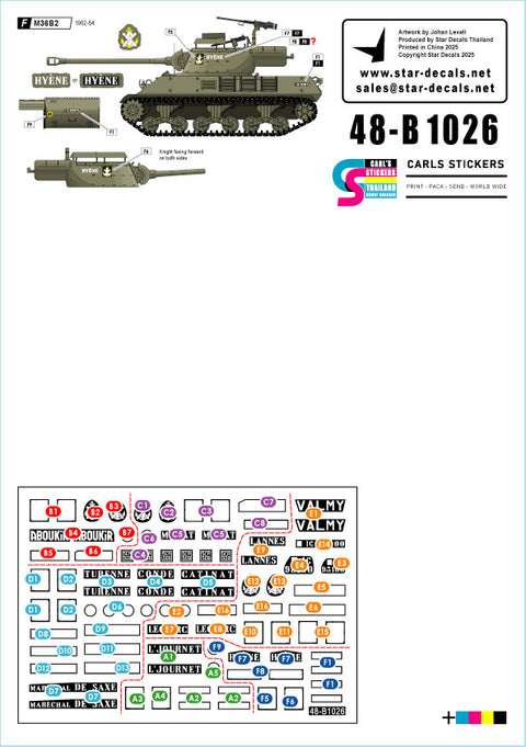 スターデカール 48-B1026 1/48 インドシナ戦争#3 フランス.B.C.E.O.シャーマンとM36 4,MA1,M4コンポジット,M4(105mm),M36B2駆逐戦車