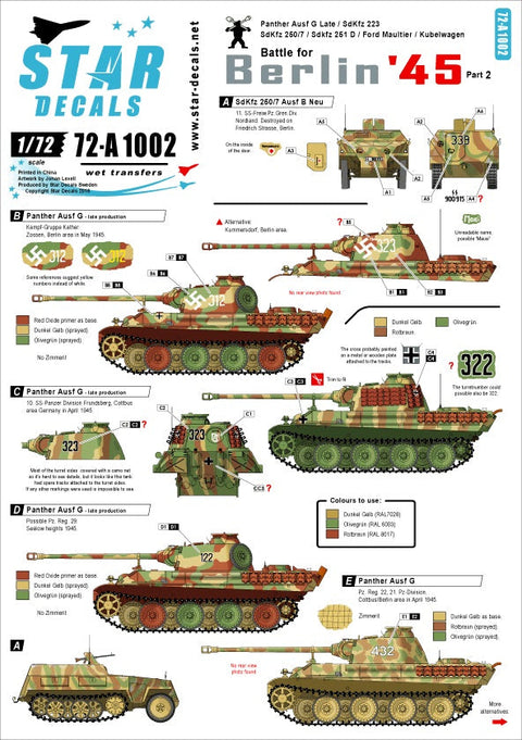 スターデカール 72-A1002 1/72 ベルリンの戦い 45 #2 ノルトラント師団とパンサー