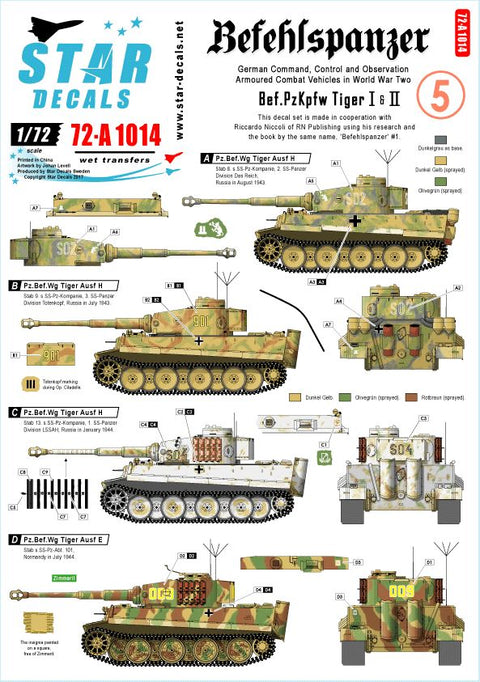 スターデカール 72-A1014 1/72 指揮戦車 #5 タイガーI/II