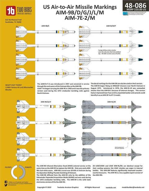 トゥーボブス 48-086 1/48 アメリカ 空対空ミサイル マーキング