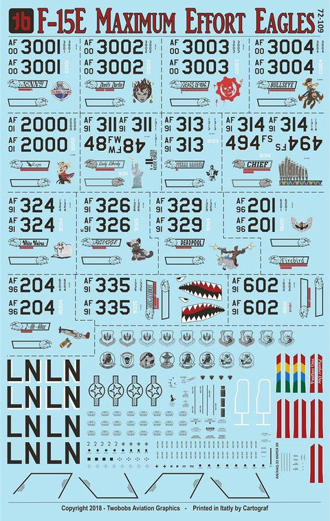 トゥーボブス 72-109 1/72 F-15E ストライクイーグル マキシマム エフォート イーグルス