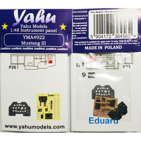 ヤフーモデル YMA4922 1/32 マスタング III 計器盤(P-51 B/C)(エデュアルド用)