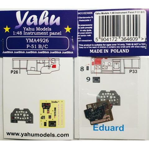 ヤフーモデル YMA4926 1/48 P-51 B/C 計器盤(エデュアルド用)