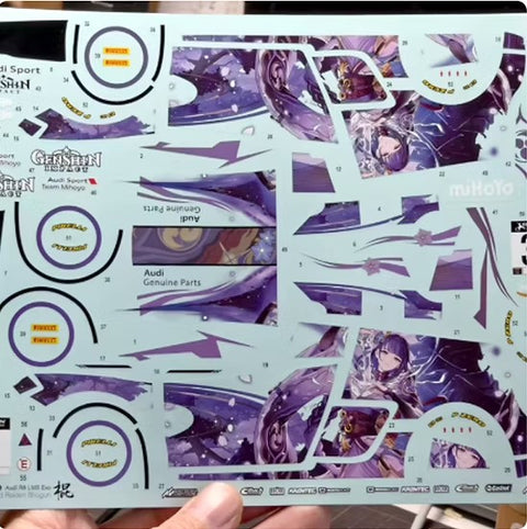 ZoomOn CS142 1/24 アウディ R8 LMS Evo 原神 雷電 将軍 デカール(モンモデル/NuNu用)
