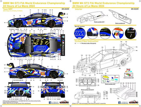 SKデカール SK24225 1/24 BMW M4 GT3 FIA 世界耐久選手権 ル・マン24時間2024 チームWRT #46(NuNu用)
