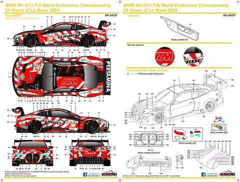 SKデカール SK24227 1/24 BMW M4 GT3 FIA世界耐久選手権 ル・マン24時間2024 チームWRT #31(NuNu用)