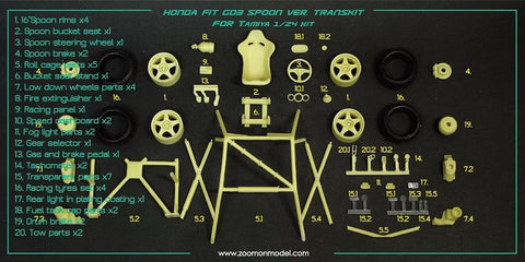 ZoomOn Z027 1/24 ホンダ フィット GD3 スプーン パーツセット