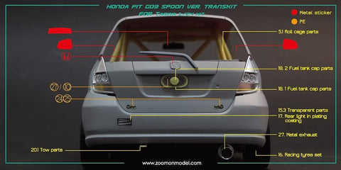 ZoomOn Z027 1/24 ホンダ フィット GD3 スプーン パーツセット