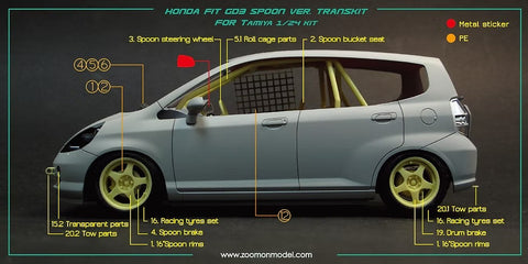 ZoomOn Z027 1/24 ホンダ フィット GD3 スプーン パーツセット