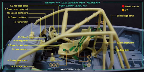 ZoomOn Z027 1/24 ホンダ フィット GD3 スプーン パーツセット