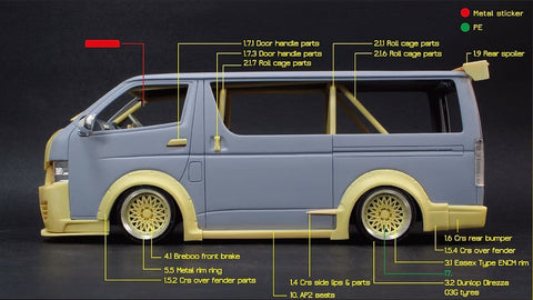 ZoomOn Z040 1/24 トヨタ ハイエース CRS 弐号機 パーツセット(アオシマ用)