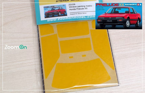 ZoomOn ZD239 1/24 ウィンドウ ペインティングマスク - ホンダ プレリュード XX(タミヤ用)