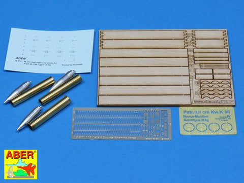 アベール 16014 1/16 タイガーI用 88ミリ 榴弾 木製弾薬箱付