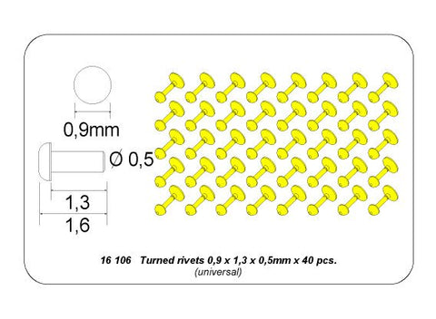 アベール 16106 1/16 リベット真鍮削り出し直径0.9mm 30個