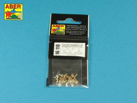 アベール 16110 1/16 六角ボルト15個・ナット10個真鍮削りだし(1.6x4.0mm)