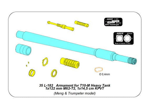 アベール 35L182 1/35 ロシア T10M重戦車用 砲身・銃身セット(MENG・トランぺッター用)
