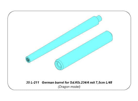 アベール 35L211 1/35 Sd.Kfz.234/4用 7.5cm L/48砲身(ドラゴン用)