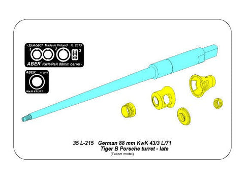 アベール 35L215 1/35 キングタイガー ポルシェ砲塔 後期型8.8cm Kw.K43 (L/71)砲身 (タコム用)