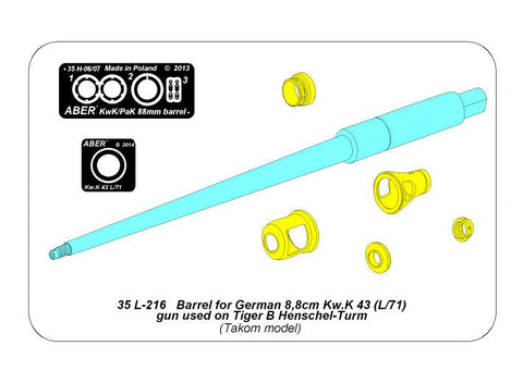 アベール 35L216 1/35 ドイツ キングタイガー ヘンシェル砲塔用 8.8cmKwk43砲身(タコム用)