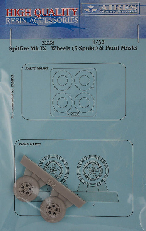 アイリス 2228 1/32 スピットファイア Mk.IX ホイール (5-スポーク) & ペイントマスク(タミヤ用)