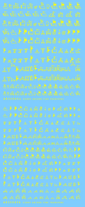 アーチャー AR35045Y 1/35 ドイツ 1935-1942戦術サイン(黄色)(サイズ2種 125以上のサイン入り)