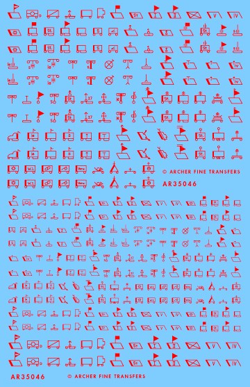 アーチャー AR35046R 1/35 ドイツ 1943-1945戦術サイン(赤)(サイズ2種 156以上のサイン入り)