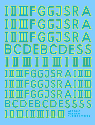 アーチャー AR35059BLY 1/35 ドイツ 砲塔番号&記号 ソリッド書体 黄色縁つき青