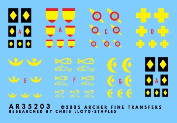 アーチャー AR35203 1/35 ドイツ歩兵師団 記章シート#3 111/250/334/72/62/35師団