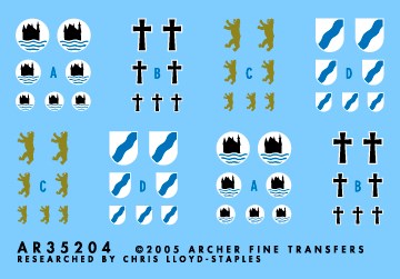 アーチャー AR35204 1/35 ドイツ歩兵師団 記章シート#4 34,44,262,293師団