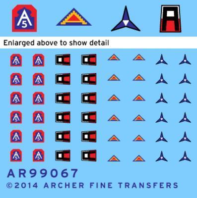 アーチャー AR99067 1/35 アメリカ陸軍 第1,第5,第7,第3,師団ユニフォームパッチ