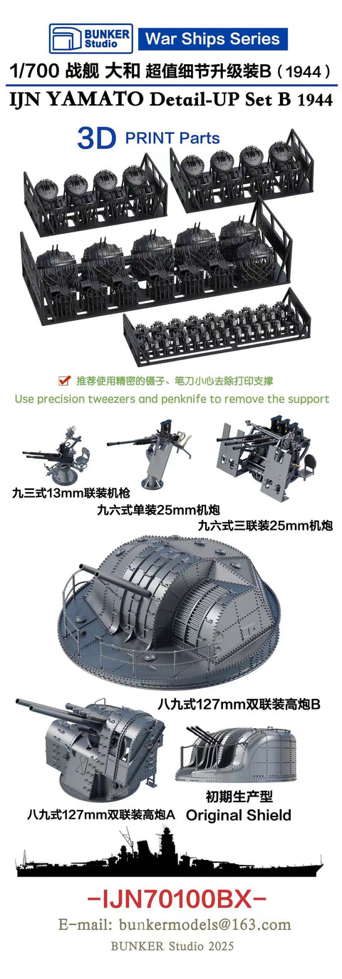 バンカースタジオ IJN70100BX 1/700 WWII日本海軍 戦艦 大和 ディティールアップセット 1944年 レイテ沖海戦 B バリューパック