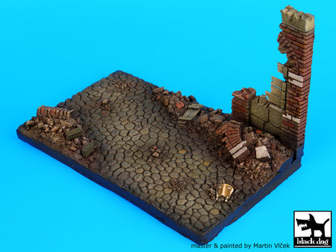 ブラックドッグ D35019 1/35 破壊された壁の一部と街路 ベース