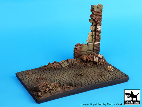 ブラックドッグ D35019 1/35 破壊された壁の一部と街路 ベース