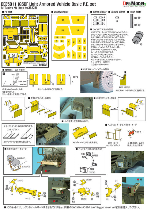 DEFモデル DE35011 1/35 陸上自衛隊 軽装甲機動車 エッチングパーツセット (タミヤ用)