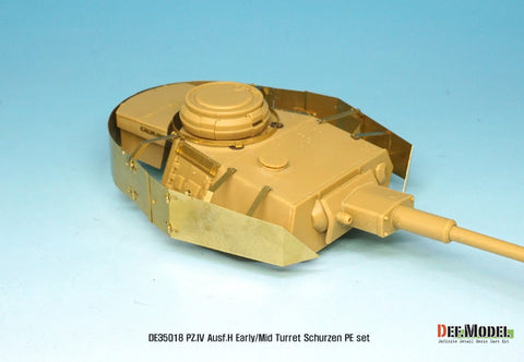 DEFモデル DE35018 1/35 IV号戦車H型初期-中期 砲塔シュルツェンエッチングパーツセット (アカデミー/ 他キット用)