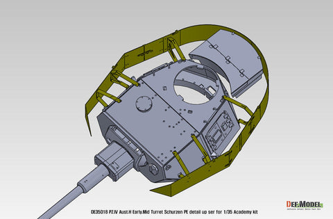 DEFモデル DE35018 1/35 IV号戦車H型初期-中期 砲塔シュルツェンエッチングパーツセット (アカデミー/ 他キット用)