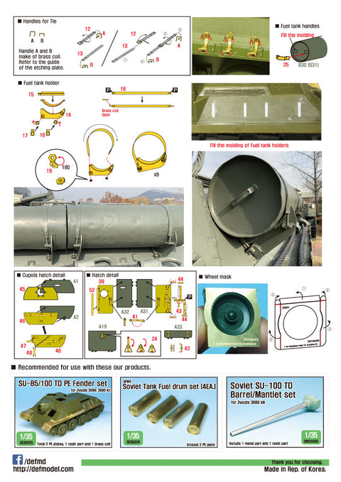 DEFモデル DE35024 1/35 SU-100 ベーシックエッチングパーツセット (ズベズダ新キット用)