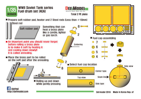 DEFモデル DE35026 1/35 WWII ソビエト戦車 燃料ドラム缶セット T-34/SU/JS/JSU用 (4個入)